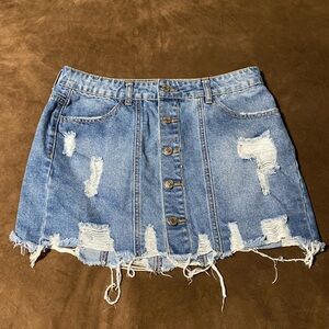 Litz Distressed Denim Mini Skirt size medium